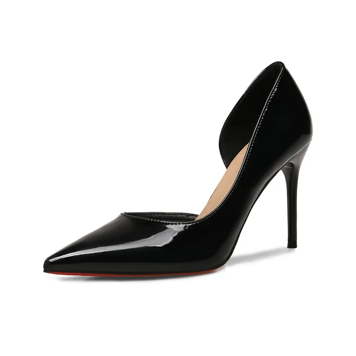 Crelinkxlat Pointed Toe Elegance, Exquisite Shiny Finish Slim Heel High Heels 8cm Women's Nude-4