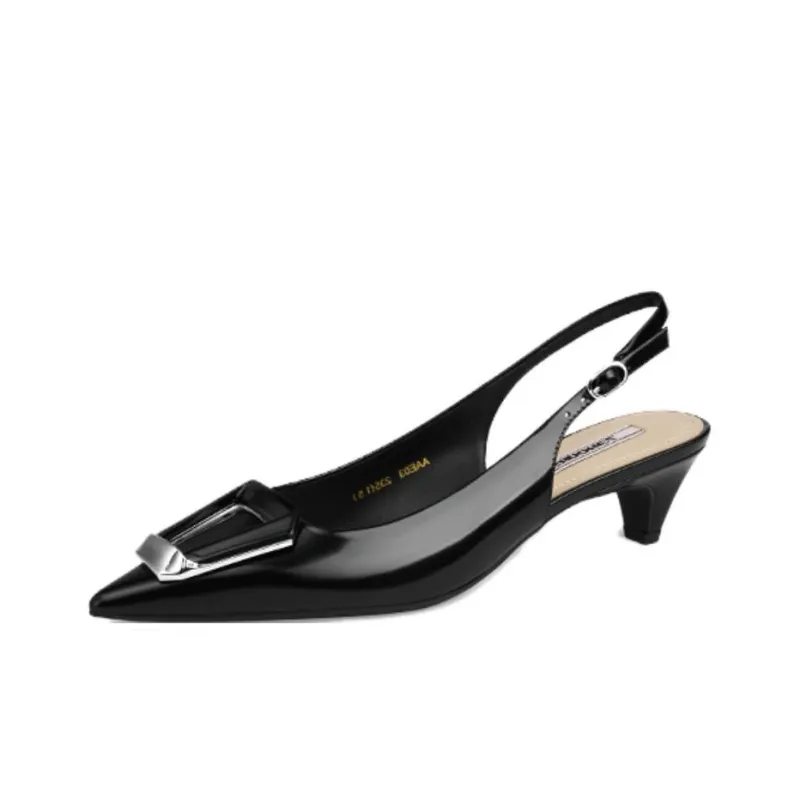 73Hours Barcelona Slim Heel High Heels 4cm Women's Black/Light Pink/White-4