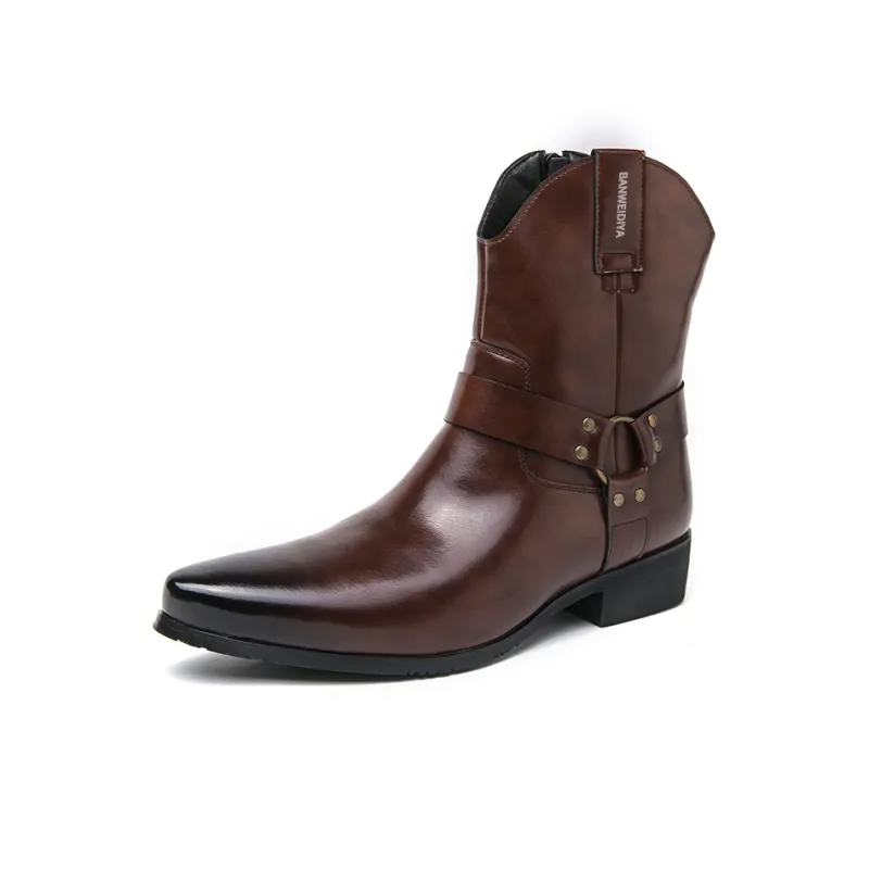 BANWEIDIYA Ankle Boots Men Black/Brown-5
