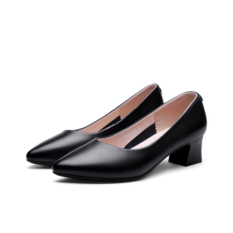 Strongman 3515 Women's Spring And Fall Low Vamp Chunky Heel Commute Work Shoes-4