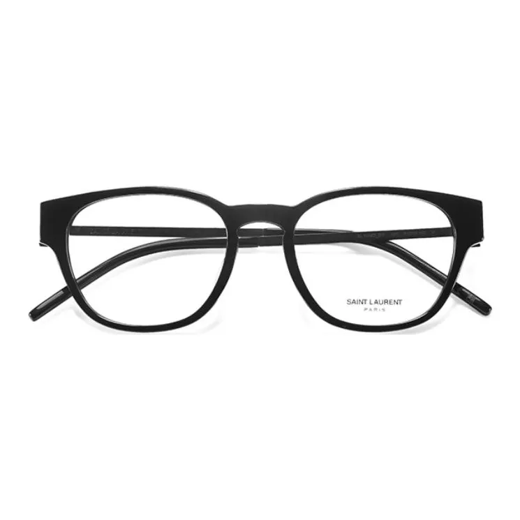 SAINT LAURENT Capsule Plate Frame Cat Eye Eyeglass Frames Unisex Black With Gold Logo-3