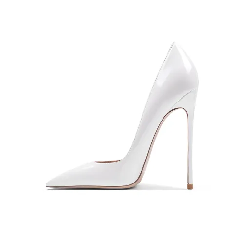 Ganxiaojie Slim Heel High Heels Women
s Lacquered White