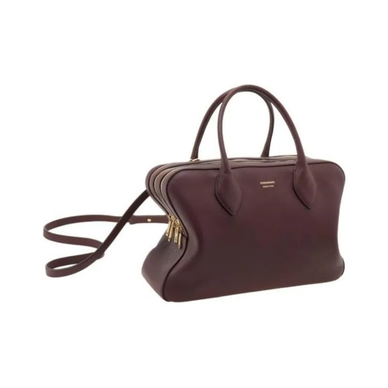 FERRAGAMO Calfskin Shoulder Bag Crossbody Bag Handbag Medium Size Women's Burgundy-3