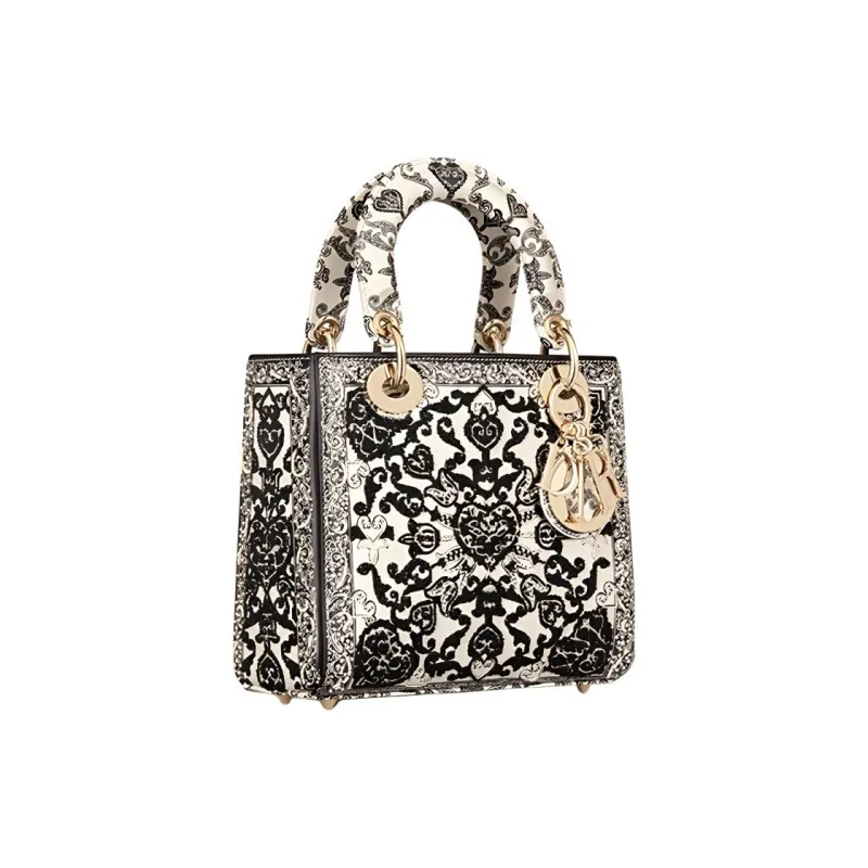DIOR Lady DiorMy ABCDior Embroidery Daisie Bag Shoulder Bag Crossbody Bag Handbag Small Size Women's Black/White-1