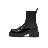 Black Crystal Cow Leather/Black Fabric