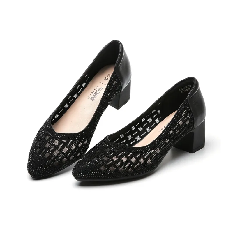 Cigna Chunky Heel High Heels 4.5CM Women's-1