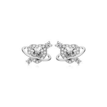 OUBI.YABI 925 Sterling Silver With White Gold Plating Zircon Stud Earrings Women's