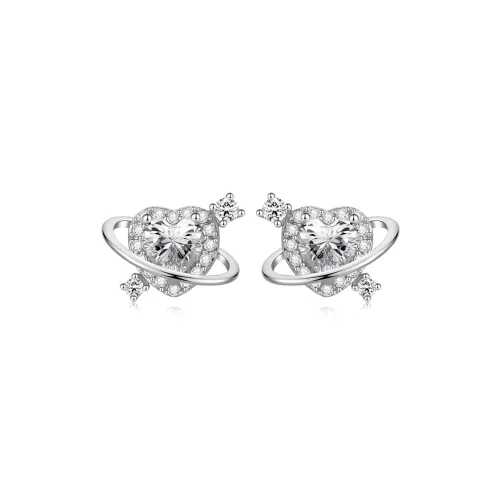 OUBI.YABI 925 Sterling Silver With White Gold Plating Zircon Stud Earrings Women's