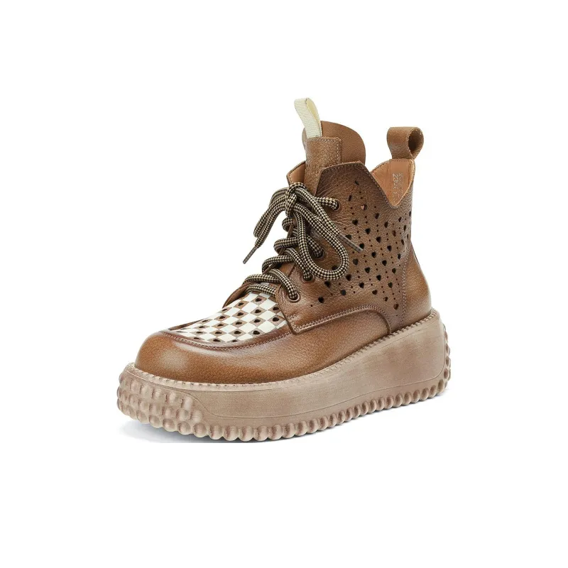 OCCAMAN Ankle Boots Women's High Top Cameo Brown/Khaki-6