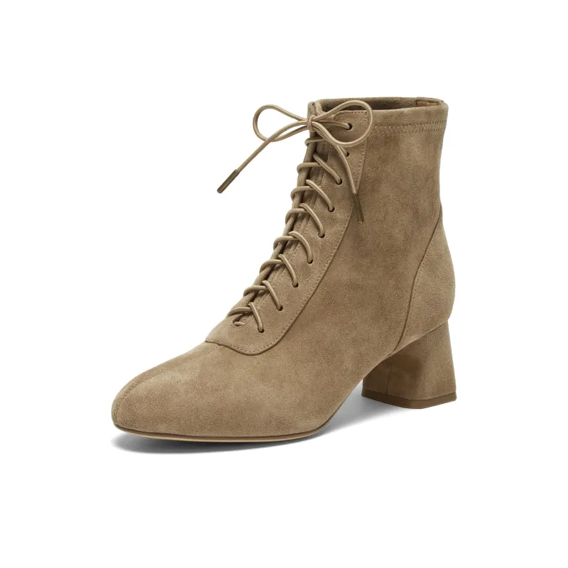 Joypeace Deer Boots Ankle Boots Chunky Heel Women's-6
