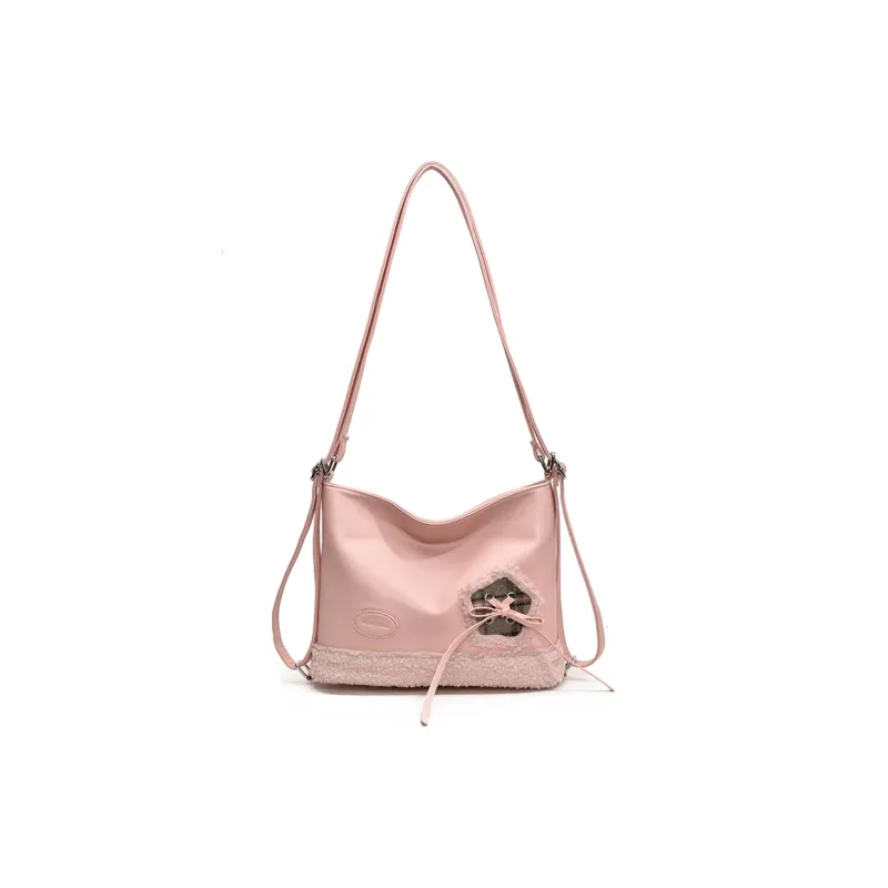 LUVISTRUE PU Student Tote Crossbody Bag Backpack Women's Brown/Pink/Black-7