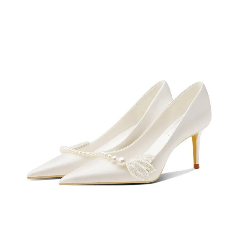 ROSE CASTLE Slim Heel High Heels 6.5cm Women's White-2