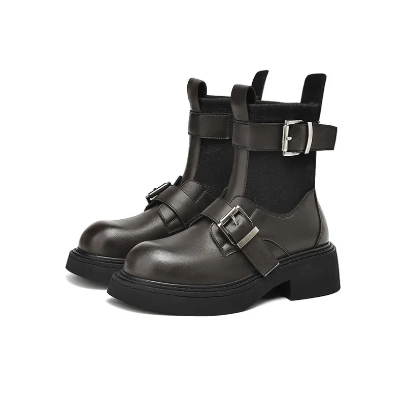 HLA Ankle Boots Women's Black/Brown Red-1