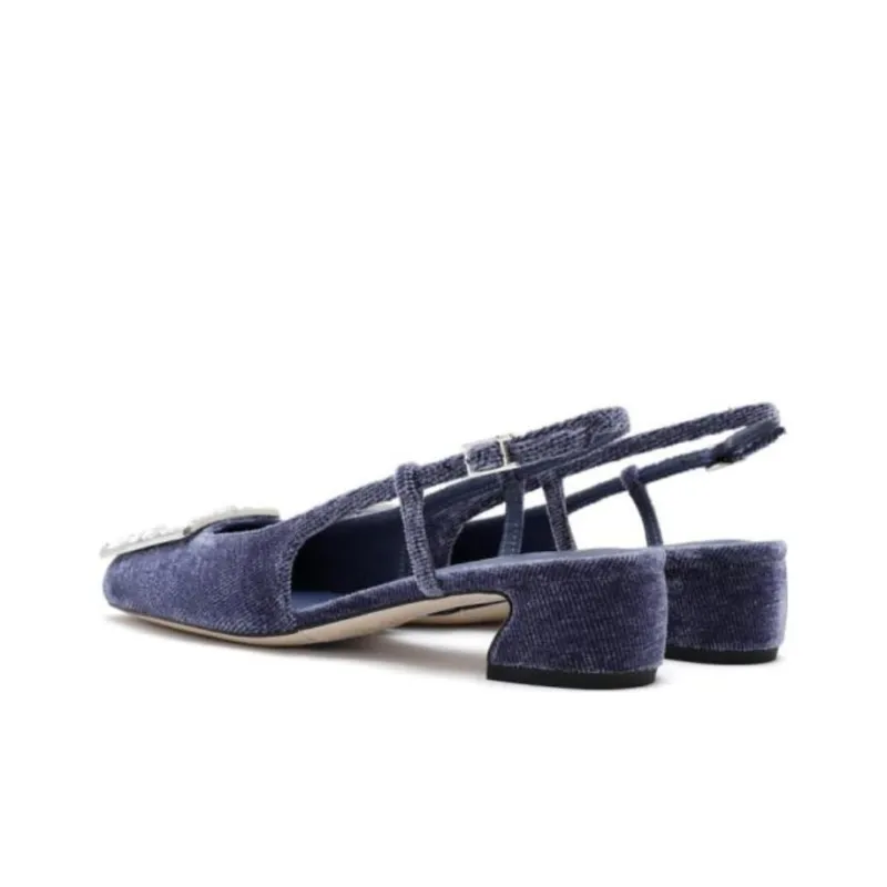 Staccato Starry Square Diamond Block Heel High Heels 4cm Women's-3