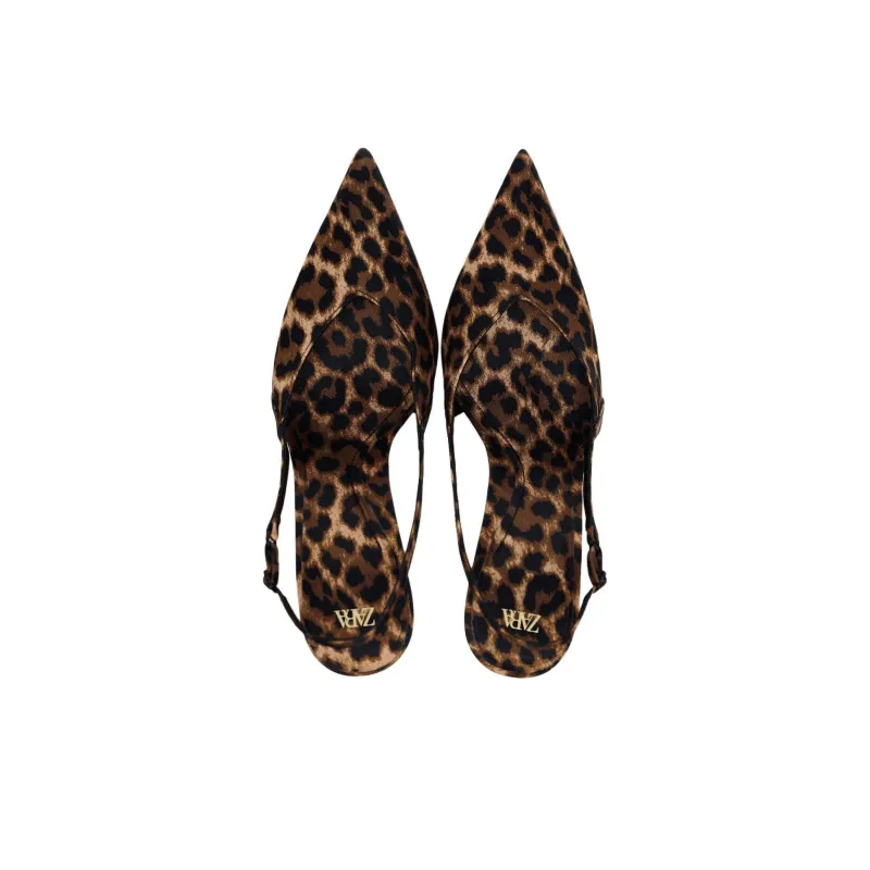 ZARA Slim Heel High Heels 10cm Women's Leopard Print-3