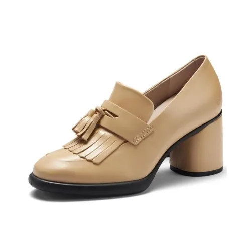 Ecco Chunky Heel High Heels 8cm Women's Beige Yellow