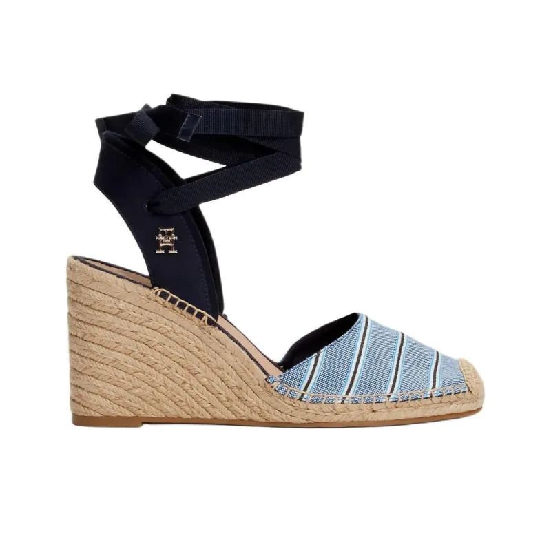 Tommy Hilfiger Wedge Heel High Heels 9cm Women's Black Blue-1