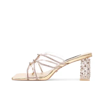 Shesrim Chunky Heel High Heels 6.5cm Women's Gold