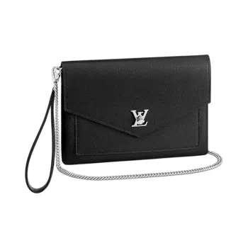 LOUIS VUITTON MYLOCKME Soft Cow Leather Envelope Bag Handheld Handbag Shoulder Bag Crossbody Bag Women's Black