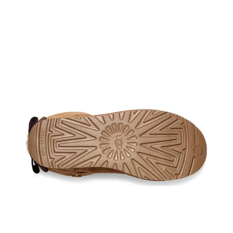 UGG Mini Bailey Suede Bow For 'Chestnut' Women's-3