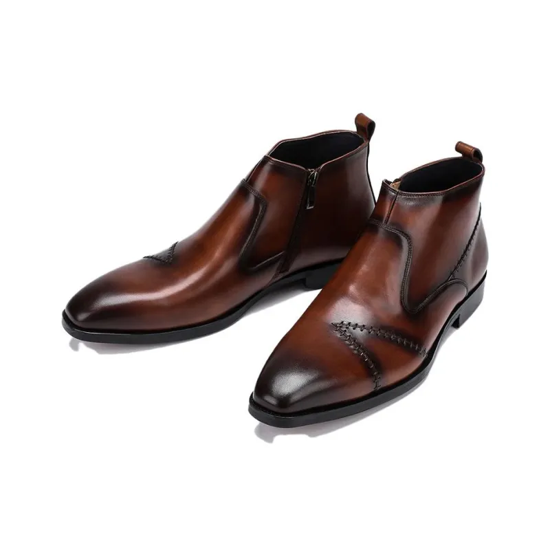 ASTON M.JAZZ Ankle Boots Men Black/Coffee-8
