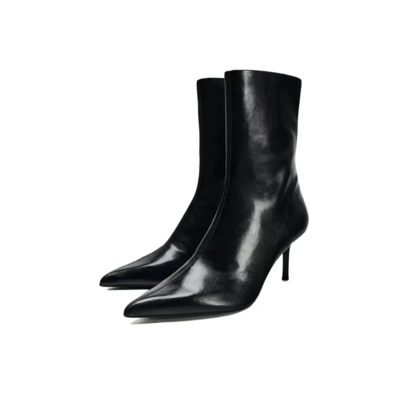 ZARA Ankle Boots 7cm Women's Black-3