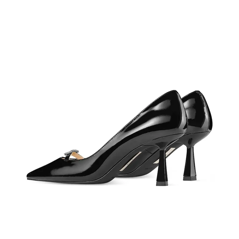 7or9 Ebony Slim Heel Air Cotton High Heels 7cm Women's Black-2