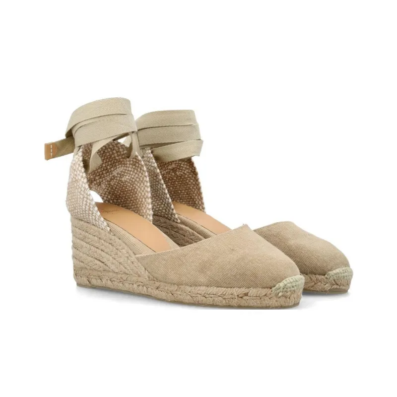 Castañer CARINA Wedge Heel High Heels 7cm Women's Beige-2