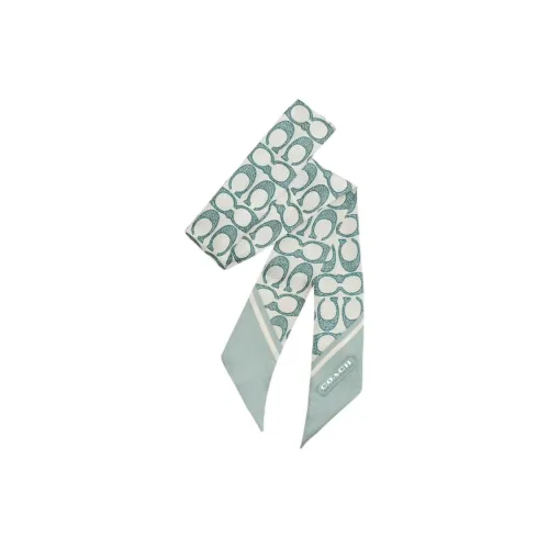 COACH Mulberry Silk Silk Scarves Unisex Green