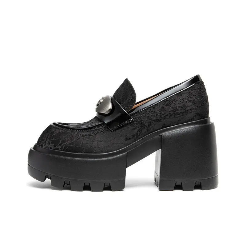 MIO High Heels Women's Black Glossy | Black Twill-6