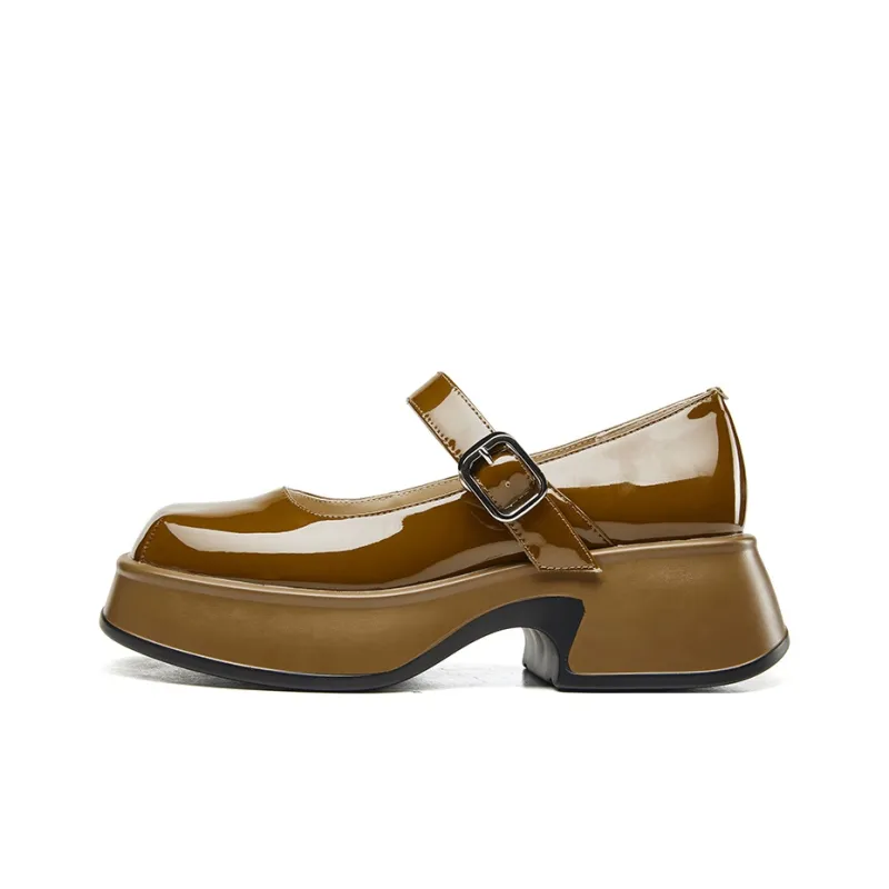 KANGNAI High Heels Women's Black/Earth Yellow-8