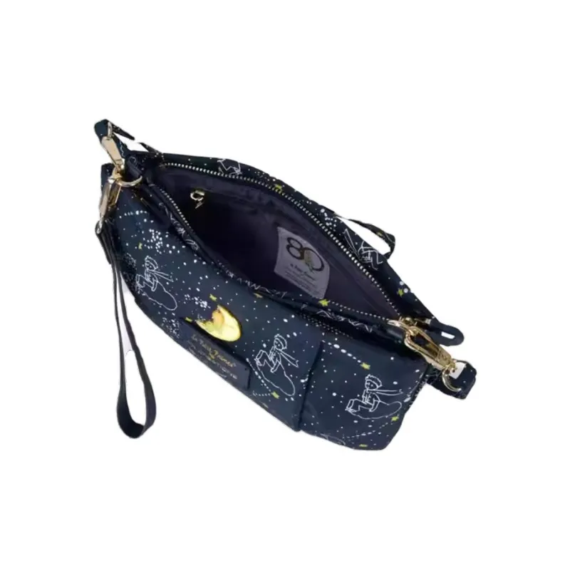 FX CREATIONS Nylon Bean Bag One Shoulder Crossbody Clutch Women's Navy Blue-4