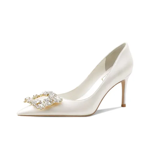 ROSE CASTLE Slim Heel High Heels Women's White
