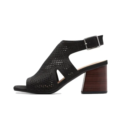Clarks Chunky Heel High Heels 6.5cm Women's Black