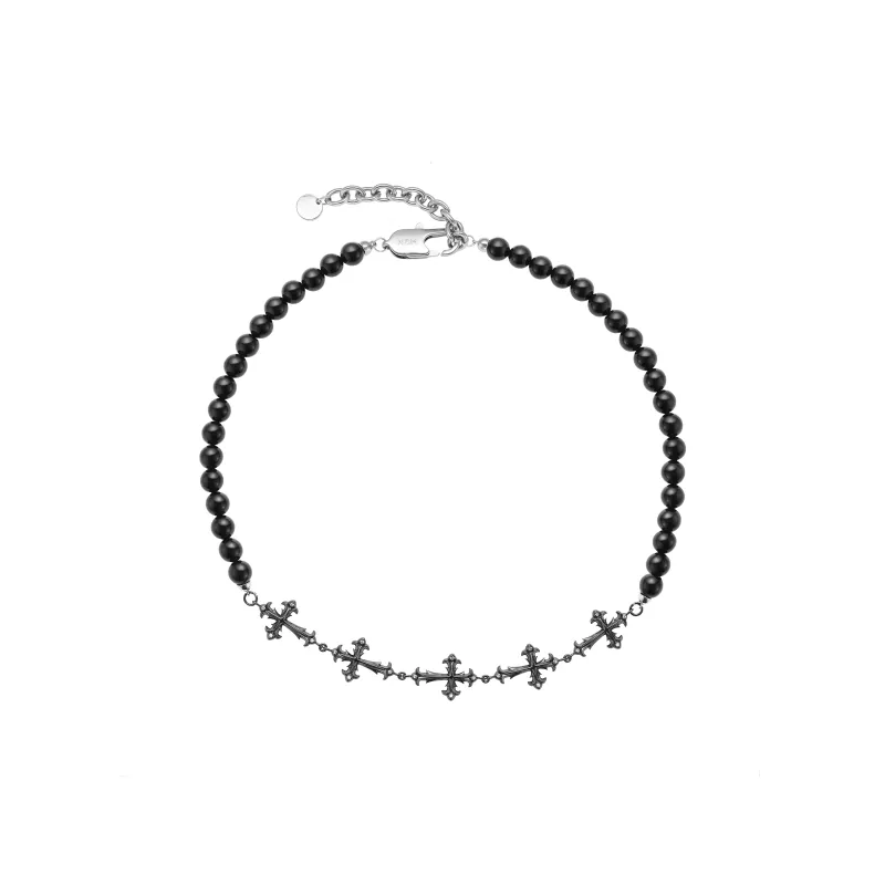NothingButMini Pearl Agate Necklaces Unisex Gothic Urban Techwear Pure White/Black-5