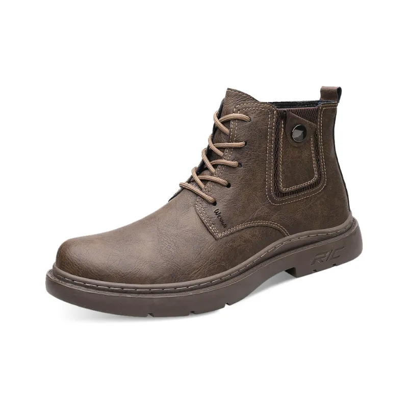 Wen Nai Short Martin Boot Men's Khaki-0