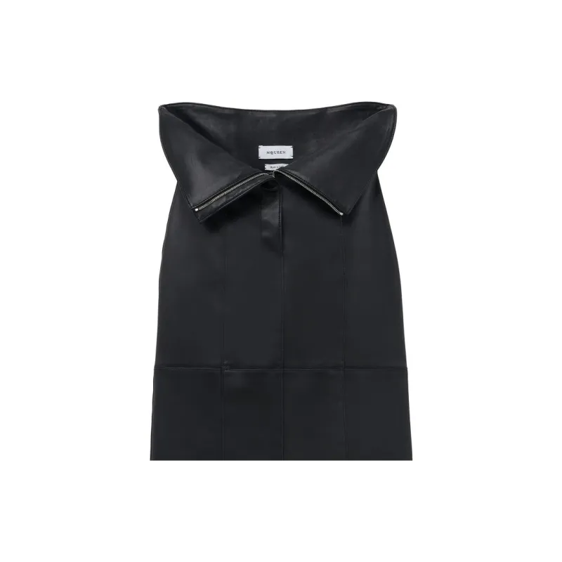 Alexander McQueen Fold Over Waist Leather Skirt-4
