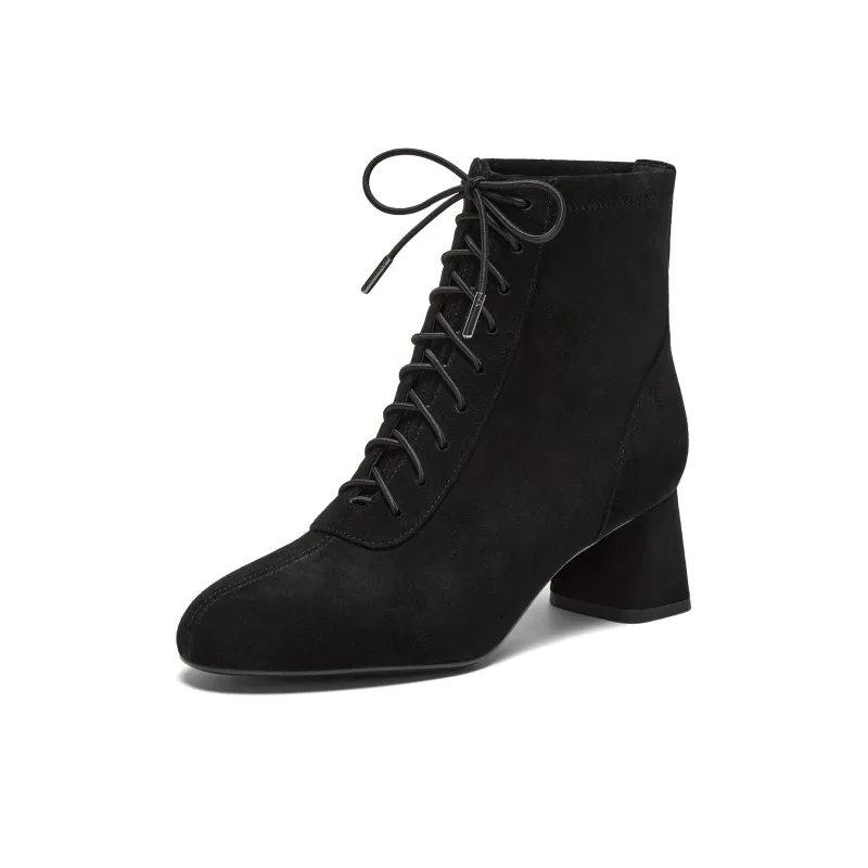 Joypeace Deer Boots Ankle Boots Chunky Heel Women's-1