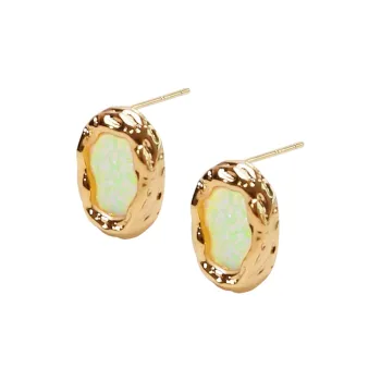 Sundanese Gold Plated Copper Stud Earrings Women's