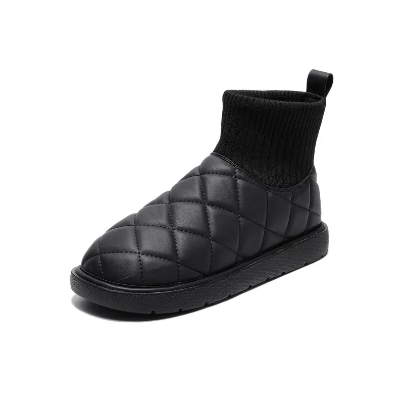 EBLAN Warm Ankle-Length Snow Boots Women's Black-1