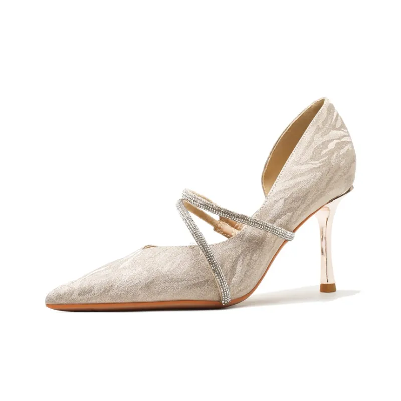 Ainer-cat Slim Heel High Heels 8cm Women's Champagne-6
