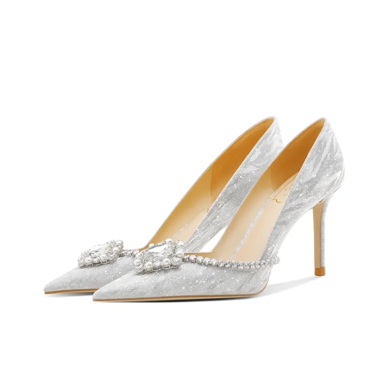 ROSE CASTLE Slim Heel High Heels 8.5/6.5 Cm Women's Silver-2