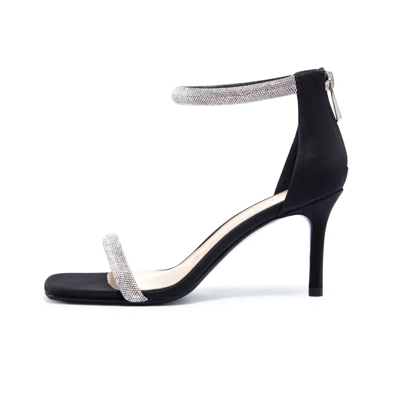 HARSON High Heels Women's Silver/Black-4