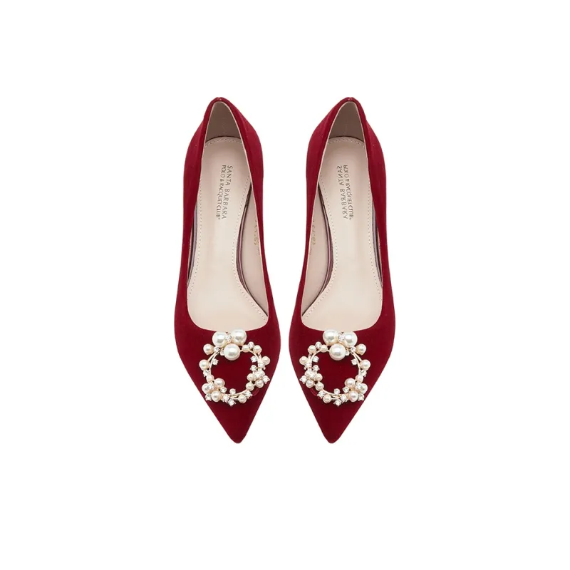 SANTA BARBARA POLO & RACQUET CLUB Chunky Heel High Heels 3cm Women's Red-3