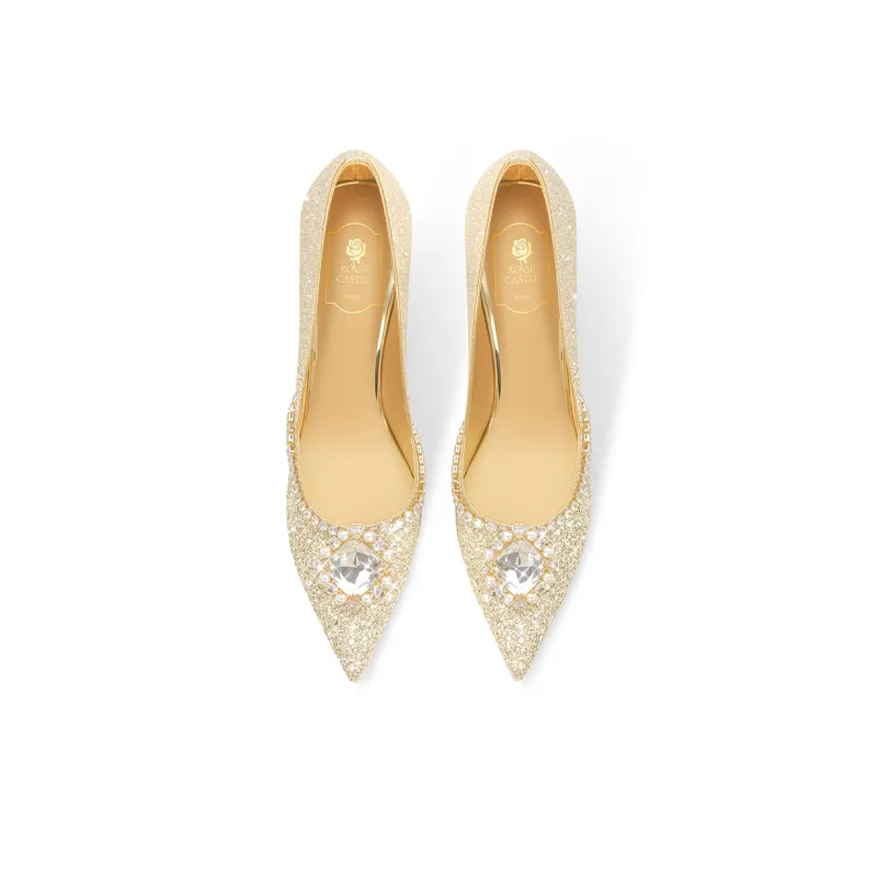 ROSE CASTLE High Heels 8.5cm Women's Gold-1