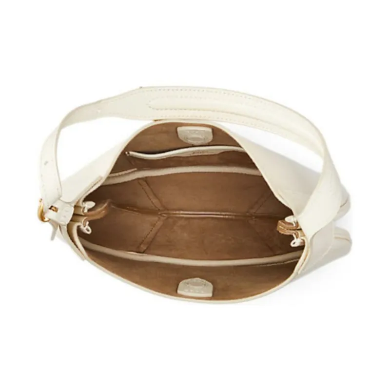 Polo Ralph Lauren Leather Shoulder Bag Women's Ivory-4