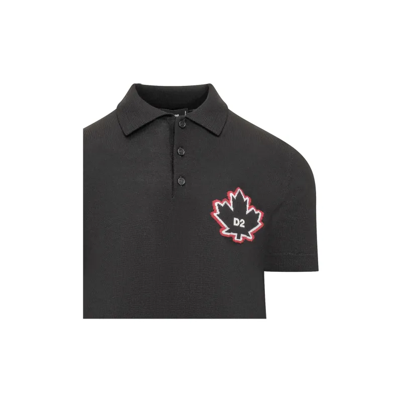 DSQUARED 2 D2 Leaf Knitted Polo Shirt-2