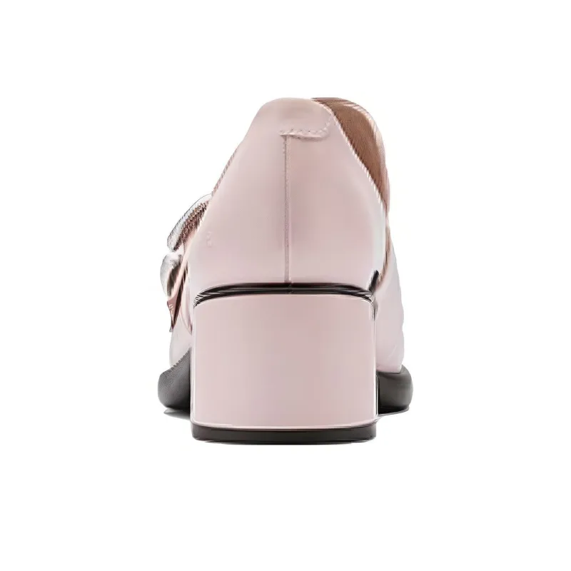 Ecco Chunky Heel High Heels 6.5cm Women's Pink-2