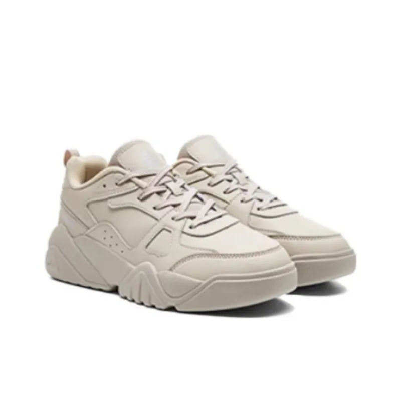 PEAK Cushioning, Wear Resistant Low Top Chunky Sneakers Women's Beige Gray-3