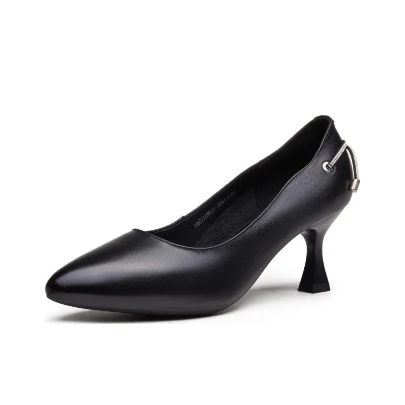 AOKANG High Heels Women's Black White-3